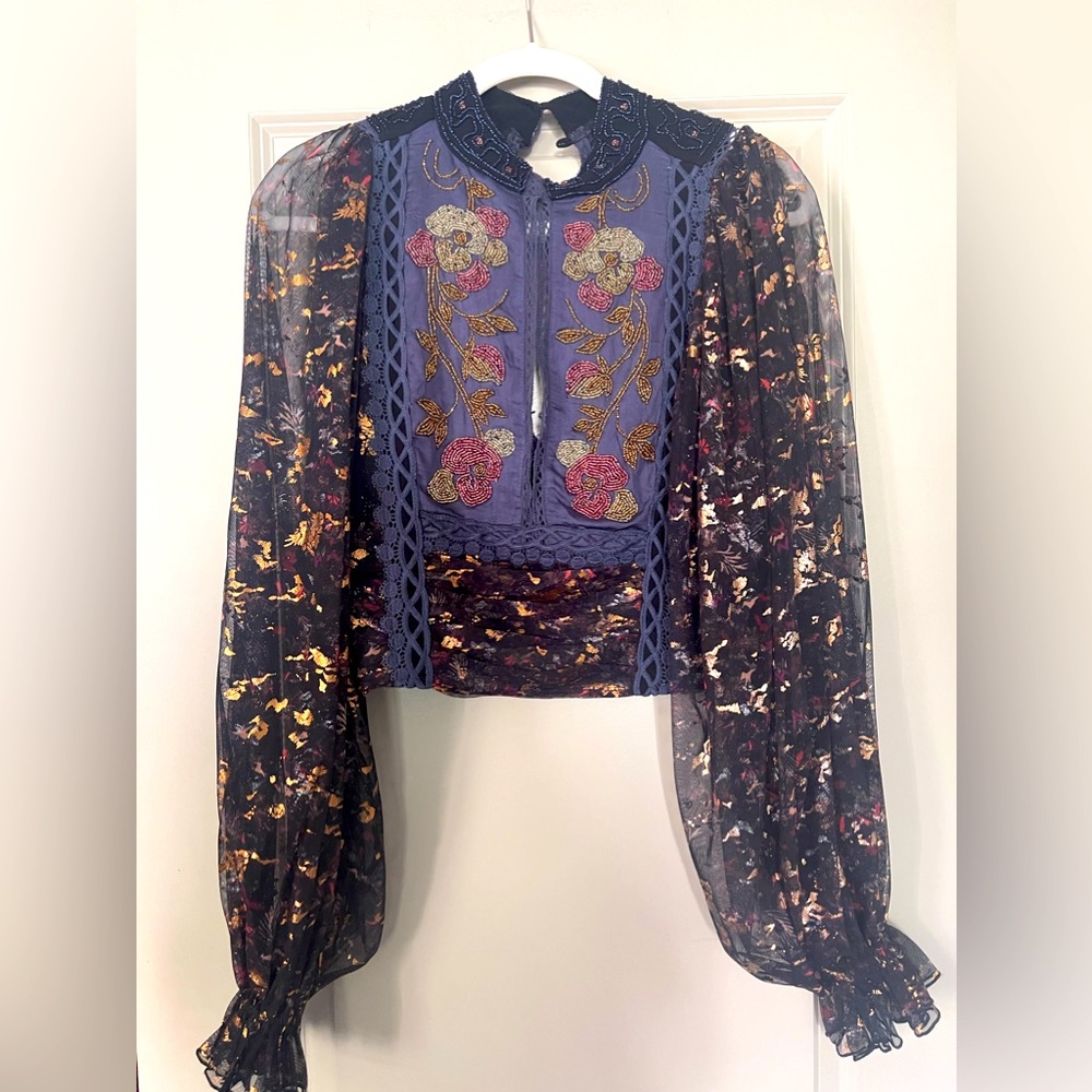 Free People Camille Sequin Top NWOT Size Small